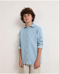 Хлопковая рубашка для мальчика с длинными рукавами, светло-синий Scalpers