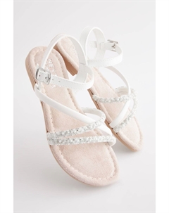 Босоножки для подружек невесты с ремешками и драгоценными камнями, белый Next