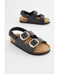 Сандалии с двумя ремешками и пробковой подошвой, черный Next