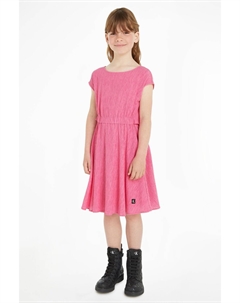 Розовое платье с рюшами приталенным верхом и расклешенным низом, розовый Calvin klein jeans