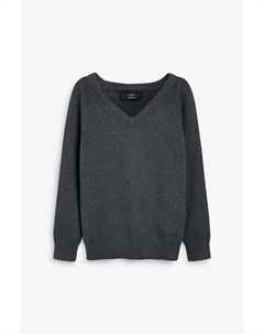 Вязаный школьный свитер с v-образным вырезом (3–16 лет), серый Next