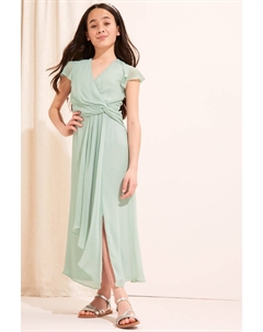 Платье-Макси со струящимися рукавами для особых подростковых случаев, зеленый Lipsy