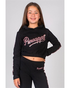 Укороченная толстовка с леопардовым принтом и логотипом для девочек, черный Pineapple