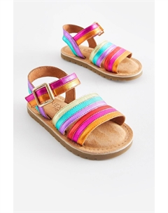 Полосатые кожаные сандалии, мультиколор Next