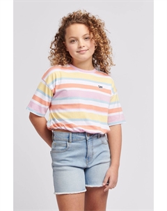 Футболка для девочки в розовую полоску с эластичным низом, розовый Lee