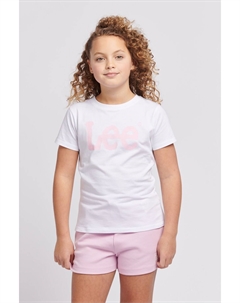 Футболка для девочек классического кроя с графическим принтом, белый Lee