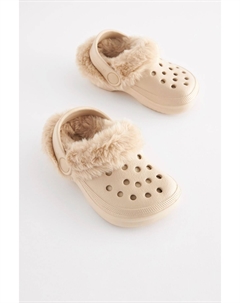 Сабо тапочки с искусственным мехом, бежевый Next