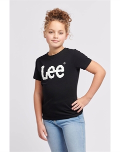 Футболка для девочек классического кроя с графическим принтом, черный Lee