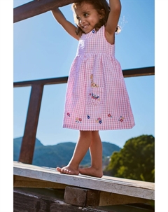 Летнее платье с аппликацией и узором в клетку виши, розовый Jojo maman bébé