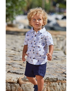 Рубашка с короткими рукавами и принтом, белый Jojo maman bébé