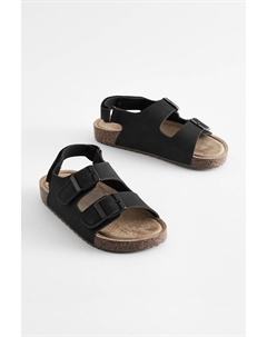 Сандалии с двумя застежками-липучками и пробковой подошвой, черный Next