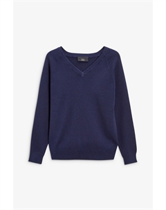 Вязаный школьный свитер с v-образным вырезом (3–16 лет), синий Next