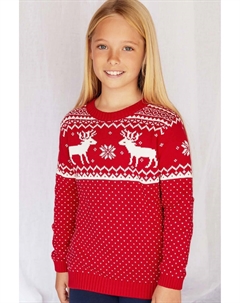 Детский рождественский свитер-фейрайл с оленями, красный The little tailor