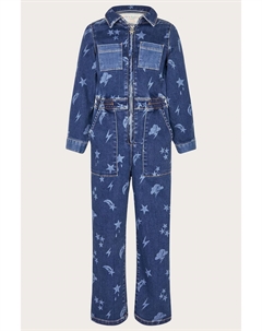 Джинсовый комбинезон из эластичного принта с космическим принтом, синий Monsoon