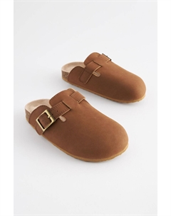 Кожаные сабо с пяткой на пятке, коричневый Next