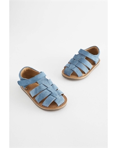 Кожаные сандалии с застежкой-липучкой и закрытыми носками, синий Next