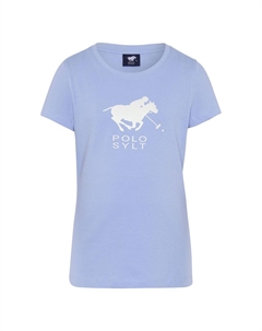 Футболка с блестящим принтом этикеток, цвет Brunnera Blue Polo sylt