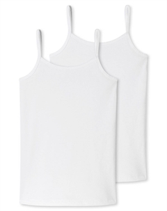 Комплект топов-спагетти для девочек, 2 шт.: майка, нижняя рубашка, хлопок стрейч, белый Schiesser