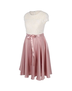 Платье коктейльное, кружево, пояс, детское, цвет Mauve Offwhit G.o.l.