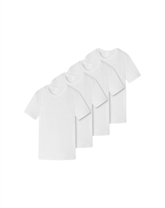 Майка/рубашка с короткими рукавами, комплект из 4 шт. для мальчиков-подростков, органический хлопок 95/5, белый Schiesser