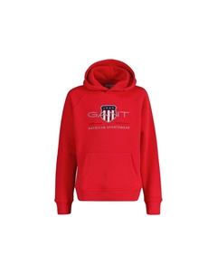 Детская толстовка - ARCHIVE SHIELD HOODIE, свитер с капюшоном, логотип, однотонный, красный Gant