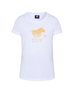 Футболка с блестящим принтом этикеток, цвет Bright White Polo sylt