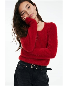 Пушистый свитер, красный H&m