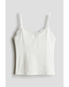 Майка с кружевной отделкой, белый H&m