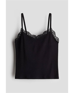 Майка с кружевной отделкой, черный H&m