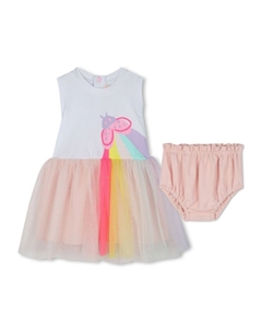 Комплект из платья и блумеров с вышивкой, белый Billieblush