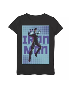 Футболка с постером в стиле поп-арт для девочек 7–16 лет Iron Man в полутонах Marvel