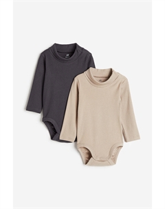 Два боди в рубчик с воротником-поло, серый H&m