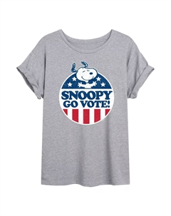 Детская футболка Peanuts Charlie Brown & Snoopy Go Vote с струящимся рисунком, серый Licensed character