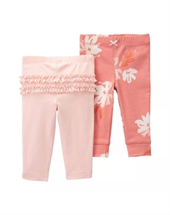 Комплект из 2 штанов без застежки с цветочным принтом и рюшами для маленьких девочек Carter Carter`s