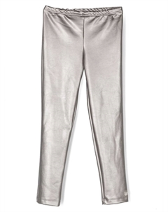 Брюки из искусственной кожи с логотипом, серый Monnalisa