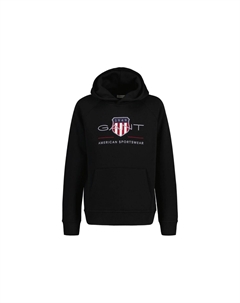 Детская толстовка - ARCHIVE SHIELD HOODIE, свитер с капюшоном, логотип, однотонный, черный Gant