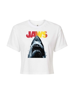 Укороченная футболка с графическим рисунком Juniors' Jaws, белый Licensed character