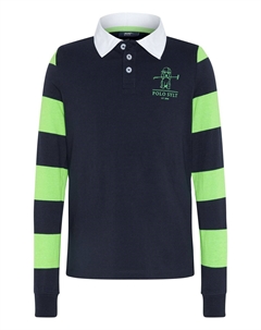 Рубашка с длинными рукавами в стиле поло и полосатыми рукавами, цвет Total Eclipse Polo sylt