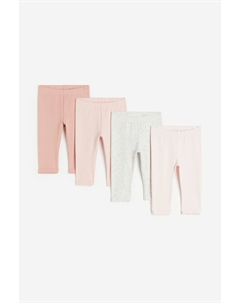 Комплект из четырех леггинсов из хлопкового джерси, розовый H&m