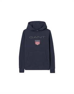 Толстовка для мальчиков - Teen Boys SHIELD худи, свитер с капюшоном, логотип, однотонный, темно-синий Gant