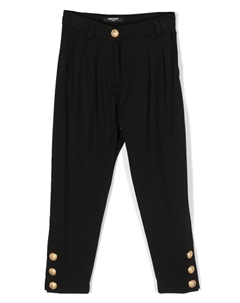 Kids брюки с завышенной талией и манжетами на пуговицах, черный Balmain