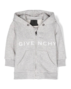 Kids худи на молнии с логотипом, серый Givenchy