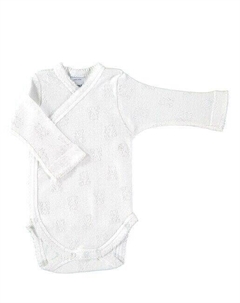 Набор из 2 перекрещивающихся детских боди с длинными рукавами из ажурной ткани в виде плюшевого мишки, белый Babidu