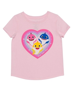 Футболка Baby Shark Family Hearts для девочек и малышей, цвет Pink Veranda Jumping beans