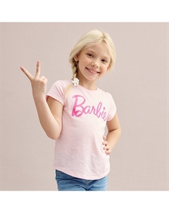 Футболка Barbie Magic с потертым логотипом для девочек 4–12 лет, цвет Pink Veranda Jumping beans
