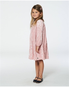 Бархатное платье с длинным рукавом и оборками Светло-розовое Deux par deux