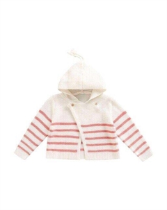 Полосатая куртка для девочки с капюшоном, розовый Dadati