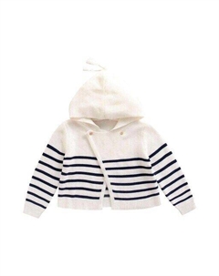 Полосатая куртка для девочки с капюшоном, темно-синий Dadati