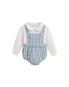 Комплект для мальчика из клетчатой ​​лягушки и рубашки, синий Dadati