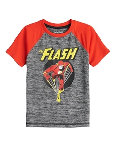 Футболка DC Comics The Flash Active с графическим рисунком для мальчиков 4–12 лет, цвет Black Htr Cosmic Lava Jumping beans